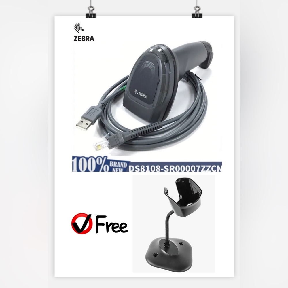 Zebra DS8108-SR00007ZZCN Handheld 1/2D Barcode Scanner Area Imager W/ USB Cable